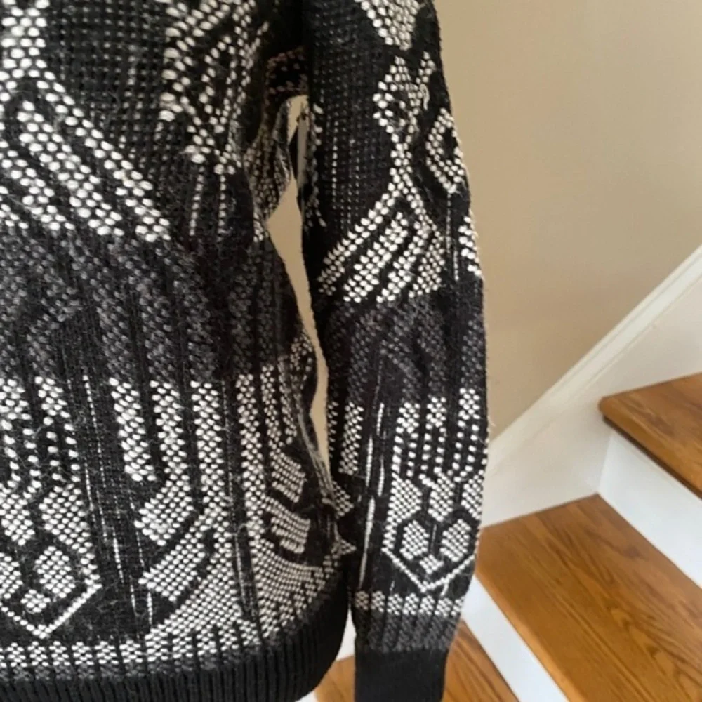 J. Crew Mixed-Stitch Blanket Sweater Black White